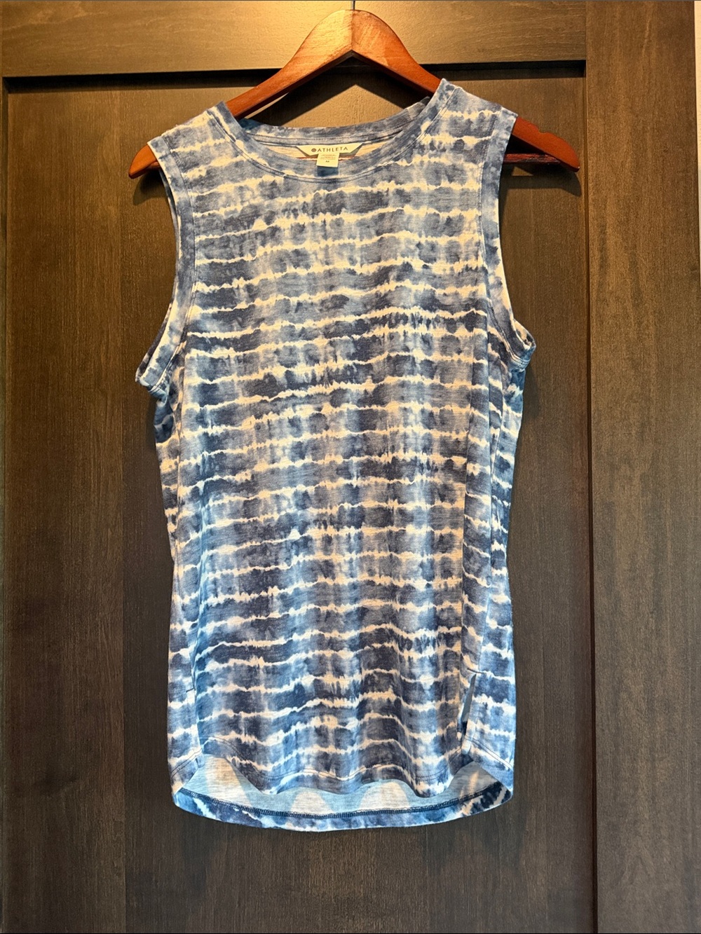 Athleta Blue and White Tie-Dye Muscle Tank